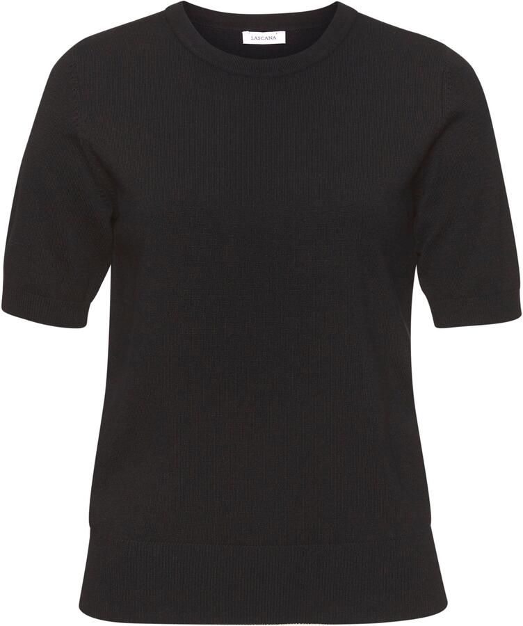Lascana Trui met korte mouwen in fijne breisel-kwaliteit t-shirt trui basic - Foto 3