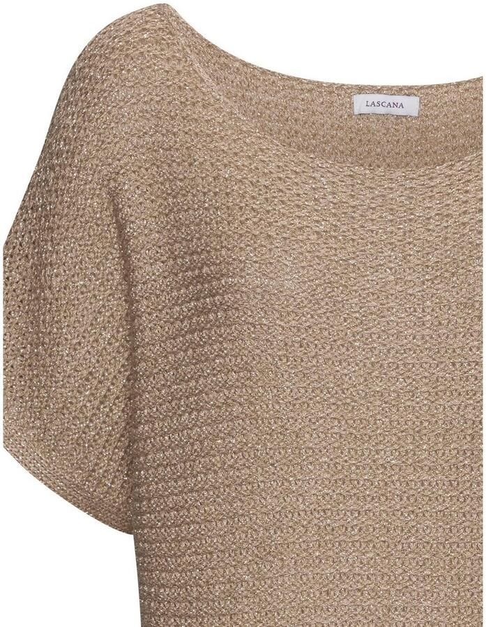Lascana Trui met korte mouwen in luchtig ajour breiwerk lichte zomertrui metallic-effect - Foto 2
