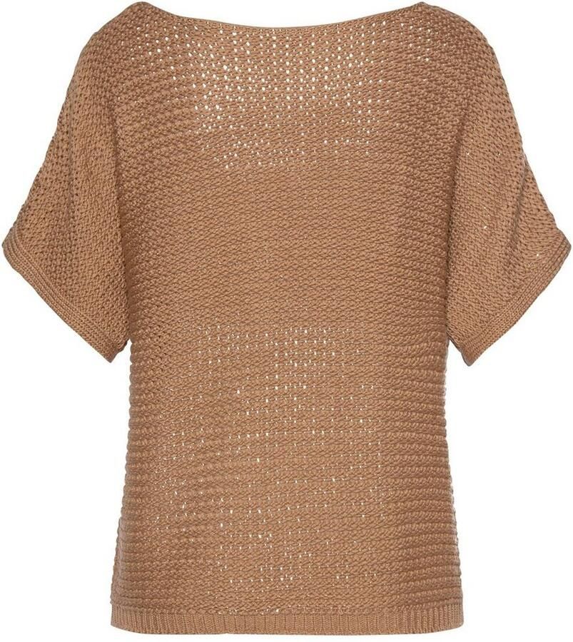 Lascana Trui met korte mouwen in luchtige ajour gebreide stof gebreide trui zomers