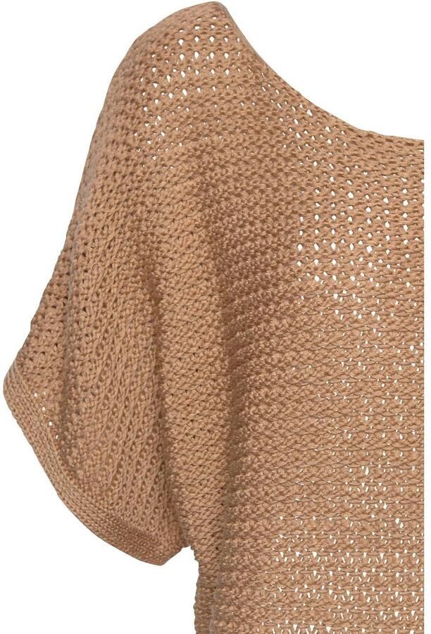 Lascana Trui met korte mouwen in luchtige ajour gebreide stof gebreide trui zomers - Foto 4