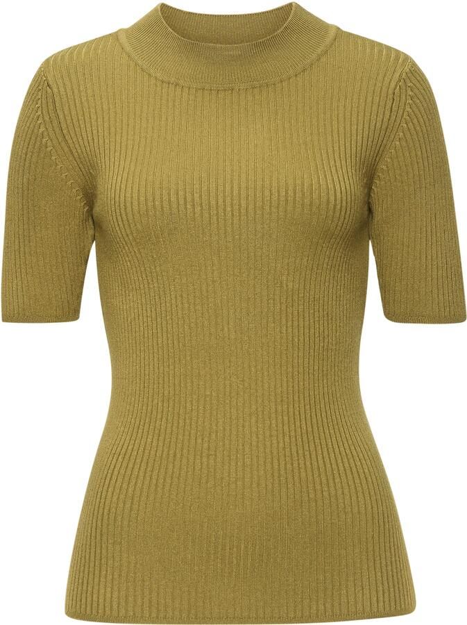 Lascana Trui met korte mouwen met ribstructuur figuuraccentuerende gebreide trui basic - Foto 3