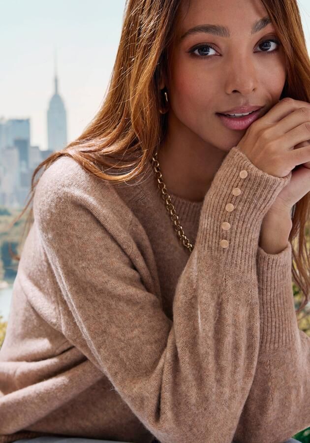 Lascana Trui met ronde hals met sierknopen wintertrui knuffelig basic - Foto 4