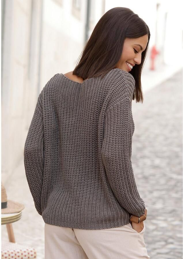 Lascana Trui met ronde hals van zacht grof breiwerk losse breipullover damespullover - Foto 6