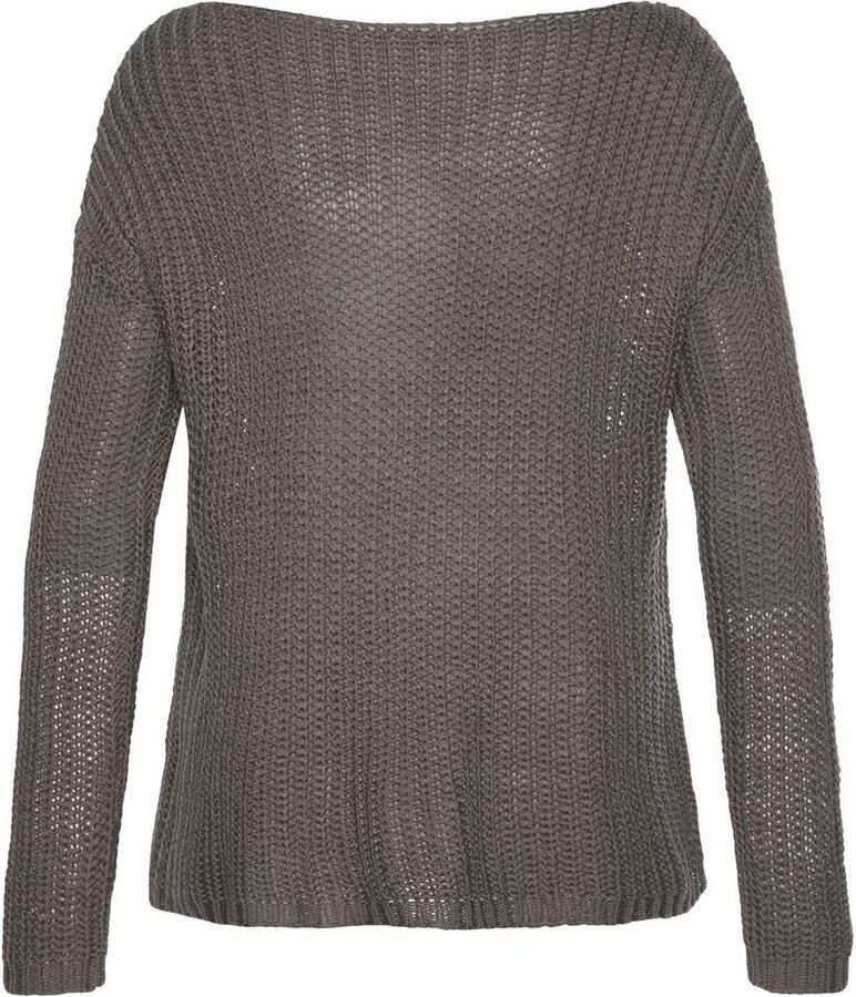 Lascana Trui met ronde hals van zacht grof breiwerk losse breipullover damespullover