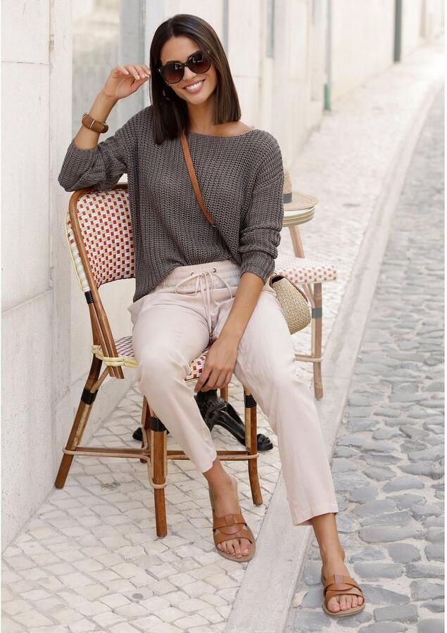 Lascana Trui met ronde hals van zacht grof breiwerk losse breipullover damespullover - Foto 4