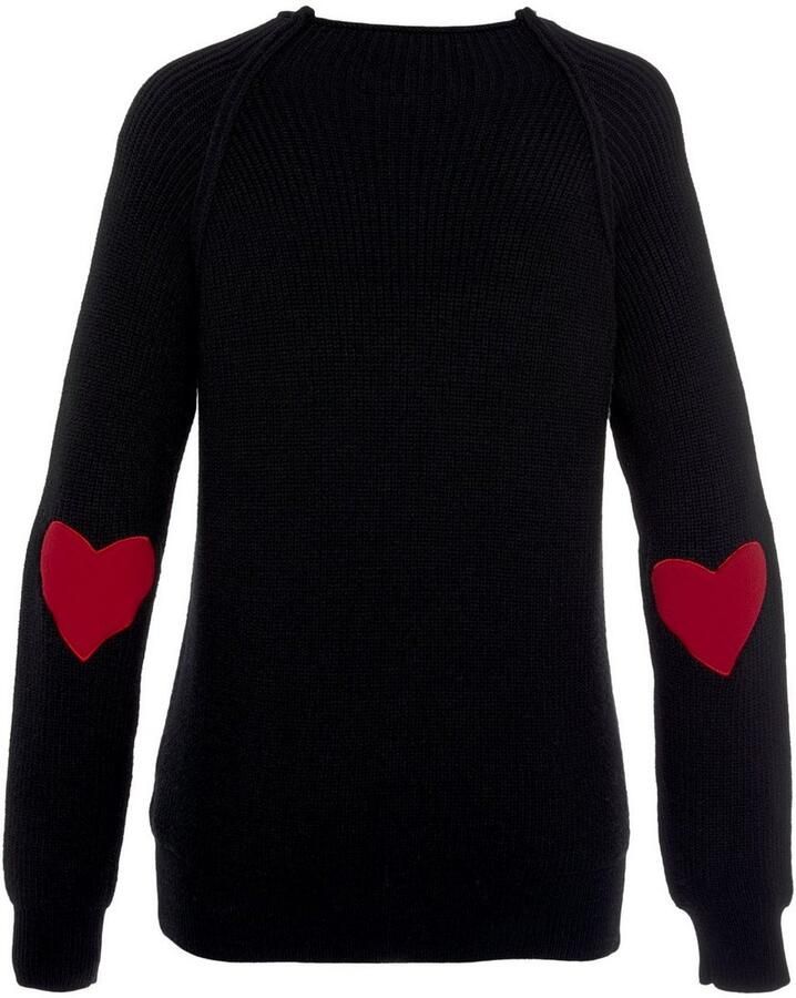 Lascana Trui met staande kraag met hartjes-details losse gebreide trui