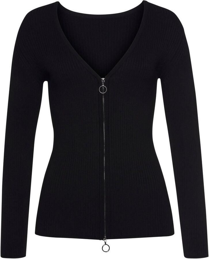 Lascana Vest met rits getailleerde korte gebreide jas