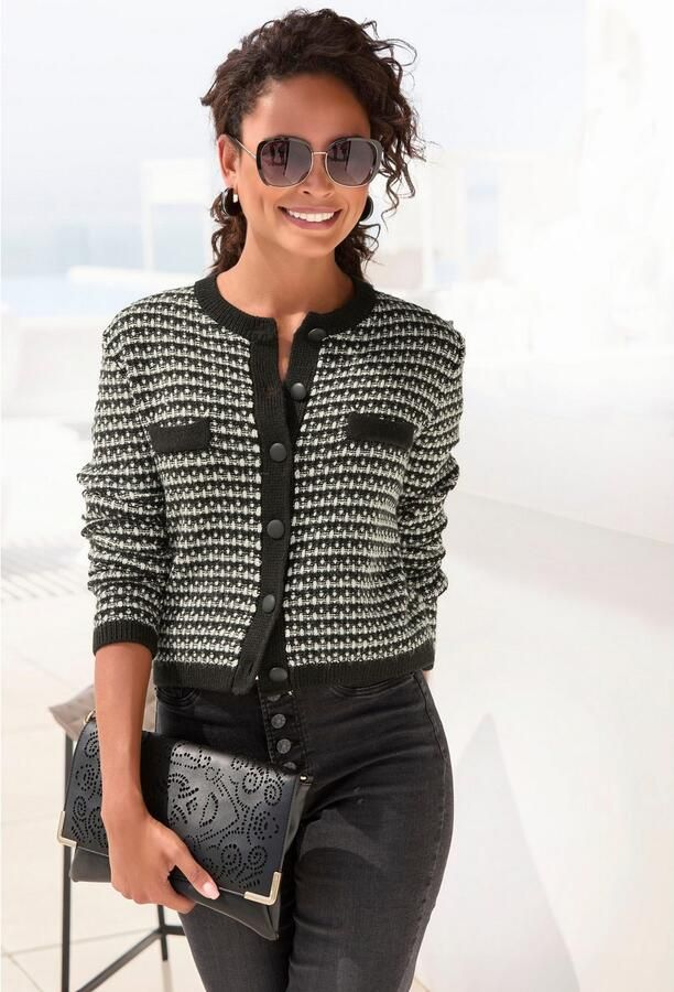 Lascana Vest met ruitpatroon markante knoopsluiting casual-chic - Foto 6