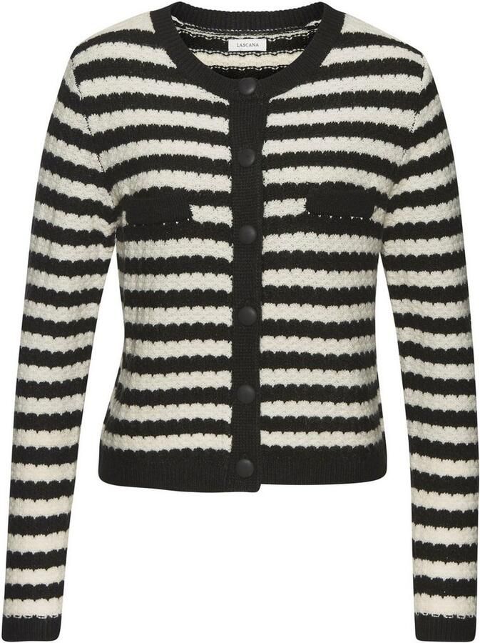 Lascana Vest met streeppatroon contrasterende manchetten markante knoopsluiting - Foto 7
