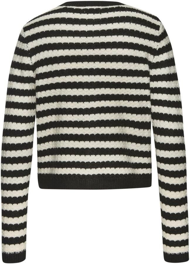 Lascana Vest met streeppatroon contrasterende manchetten markante knoopsluiting