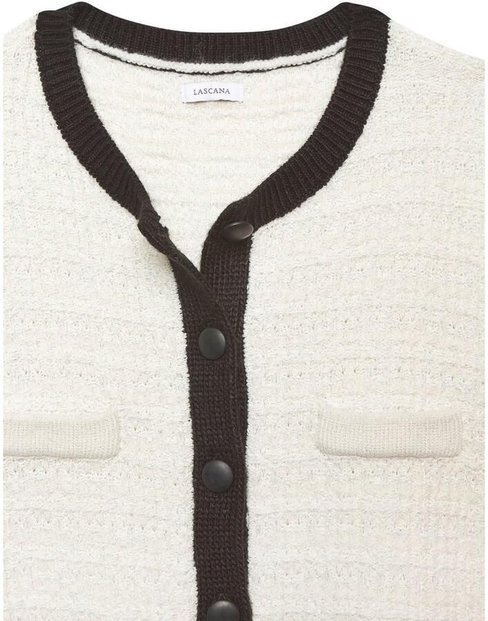 Lascana Vest met subtiele lurexdraad contrastboorden casual-chic elegant