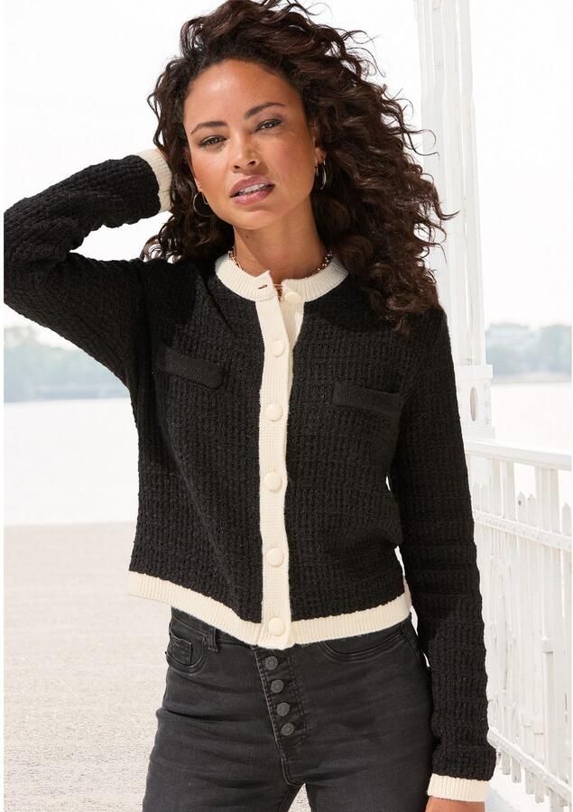 Lascana Vest met subtiele lurexdraad contrastboorden casual-chic elegant - Foto 4