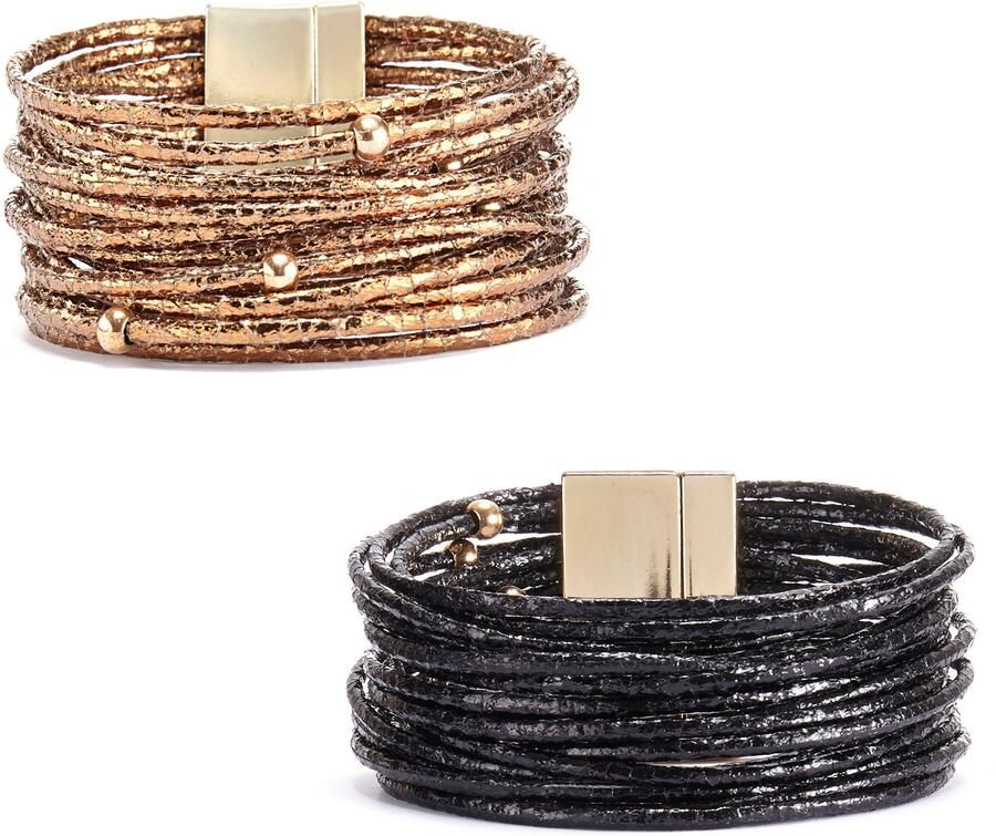 Lascana Wikkelarmbandenset Wikkelarmband in layer-look met parels magnetische armband armbanden set (2-delig) - Foto 5