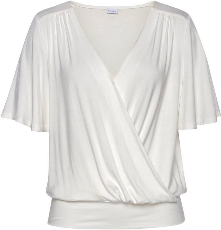 Lascana Wikkelshirt met drukknoop voor vrouwelijk shirt met korte mouwen