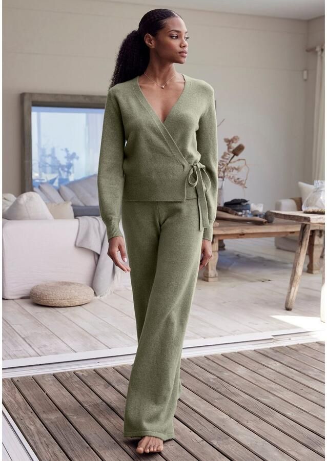 Lascana Wikkelvest Vest met bindstrik met brede ribband loungewear - Foto 3