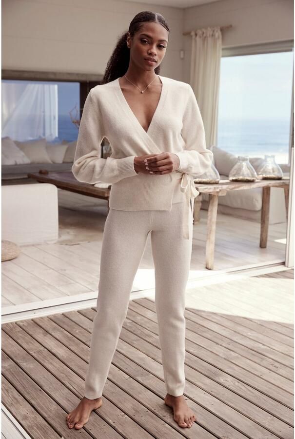 Lascana Wikkelvest Vest met bindstrik met brede ribband loungewear - Foto 6