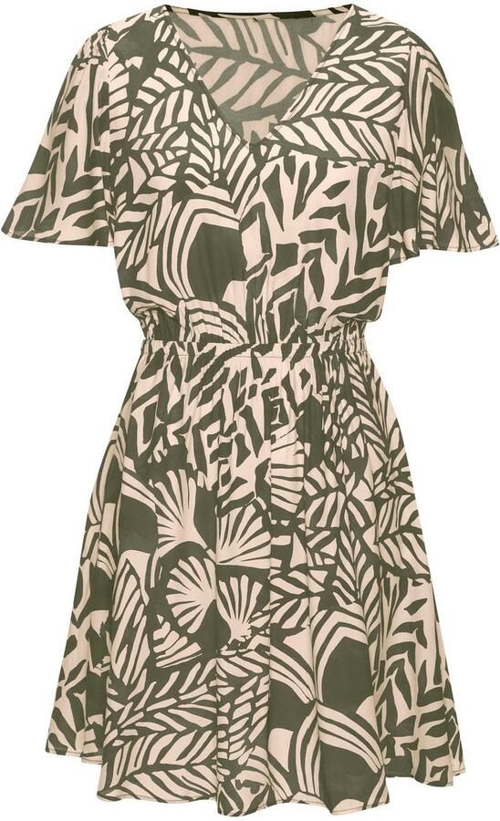 Lascana Zomerjurk met alloverprint vleugel mouwen zomerjurk geweven stof - Foto 5
