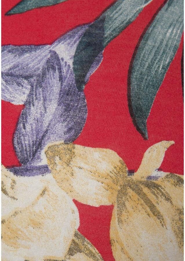 Lascana Zomerjurk met v-hals in all-over print jersey t-shirtjurk strandjurk