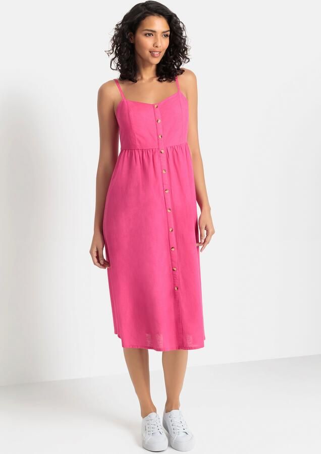 Lascana Zomerjurk van mix van linnen en katoen midi jurk strandjurk - Foto 3