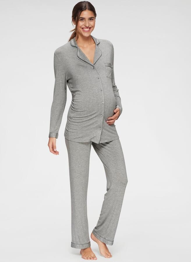 Lascana Zwangerschapspyjama met knoopsluiting en rimpeling aan de zijnaad (2-delig 1 stuk) - Foto 6