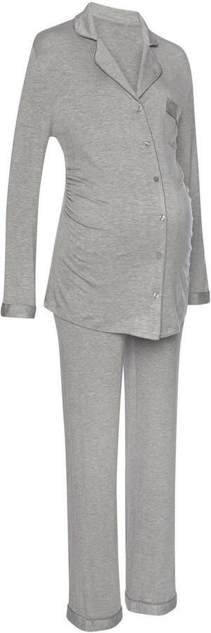 Lascana Zwangerschapspyjama met knoopsluiting en rimpeling aan de zijnaad (2-delig 1 stuk) - Foto 4