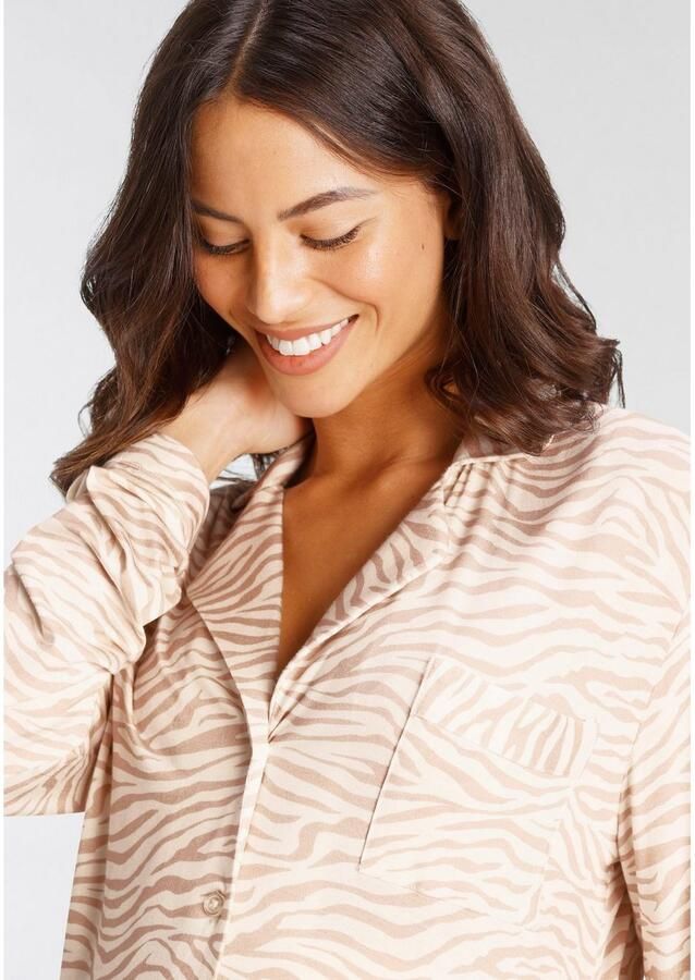 Lascana Zwangerschapspyjama met knoopsluiting en rimpeling aan de zijnaad (2-delig 1 stuk)