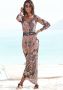 Lascana Maxi-jurk met cut-outs bij de hals zomerjurk met all-over print lange mouwen - Thumbnail 1