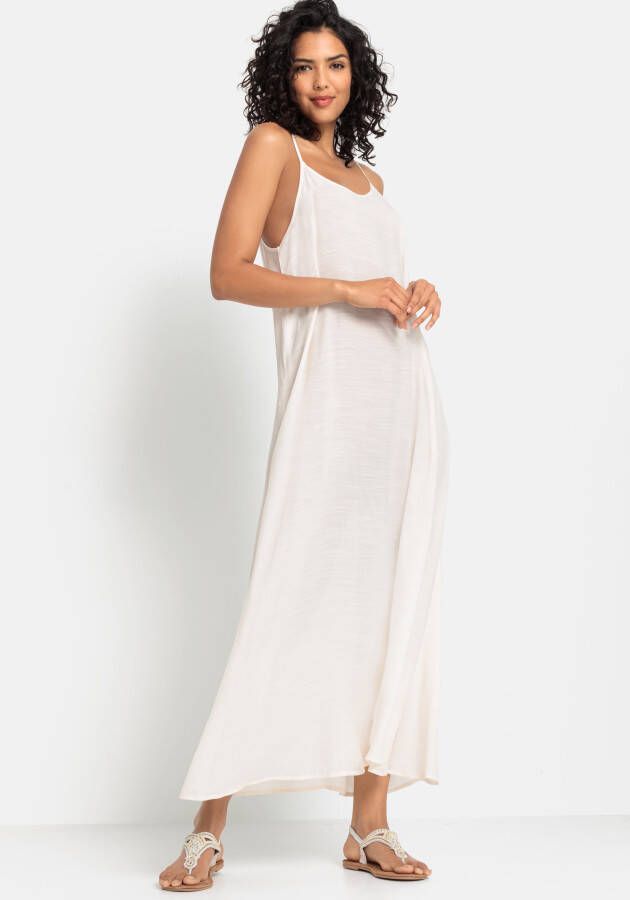 Lascana Maxi-jurk met ronde hals luchtige zomerjurk strandjurk