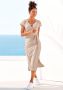 Lascana Midi-jurk van geribde stof wikkeljurk met split casual-chic (Met een bindceintuur) - Thumbnail 1