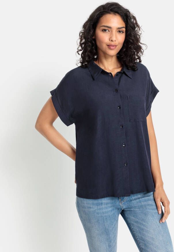 Lascana Overhemdblouse van mix van linnen met knoopsluiting linnen blouse met korte mouwen