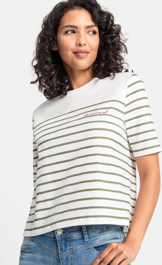 Lascana T-shirt met strepen katoenen shirt met korte mouwen slanke look basic