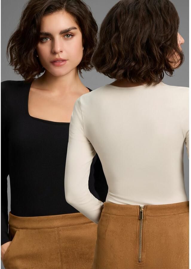 Laura Scott Body met lange mouwen met modieuze vierkante halslijn nieuwe collectie