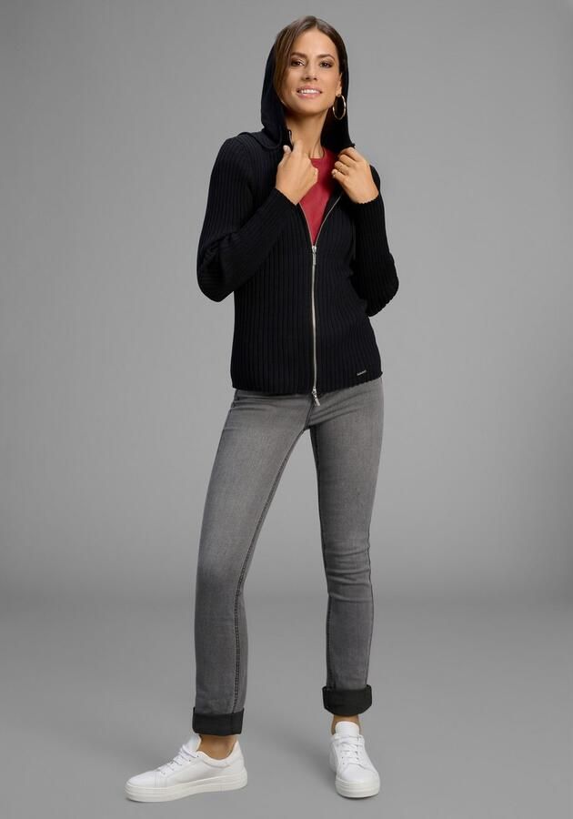 Laura Scott Capuchonvest Fijn breisel met rib met 2-weg-ritssluiting NIEUWE COLLECTIE - Foto 4