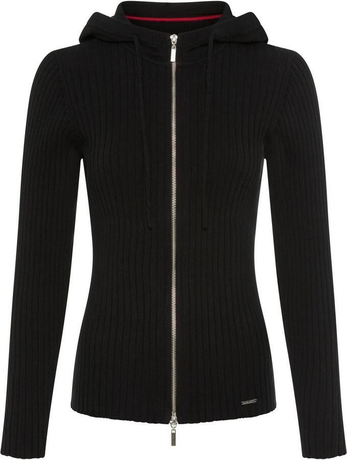 Laura Scott Capuchonvest Fijn breisel met rib met 2-weg-ritssluiting NIEUWE COLLECTIE