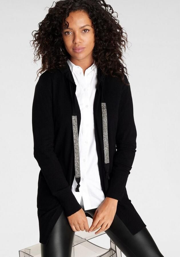 Laura Scott Capuchonvest met capuchon en glinsterende banden - Foto 3