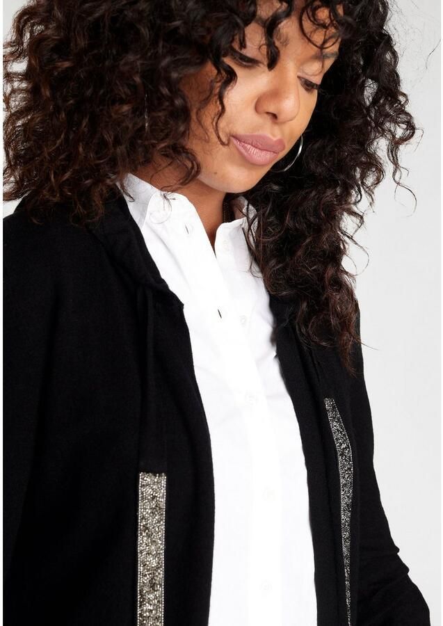 Laura Scott Capuchonvest met capuchon en glinsterende banden