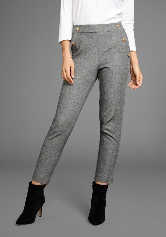 Laura Scott Comfortbroek met goudkleurige sierknopen - Foto 6