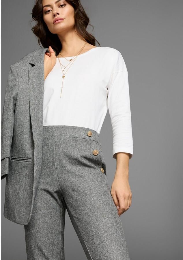 Laura Scott Comfortbroek met goudkleurige sierknopen