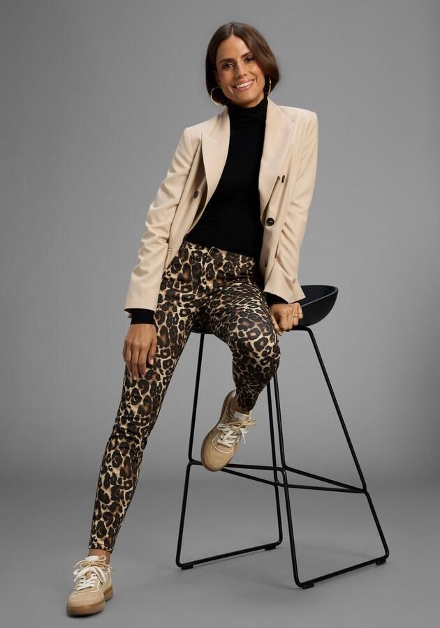 Laura Scott Five-pocketsbroek in modieuze leoprint - Foto 3