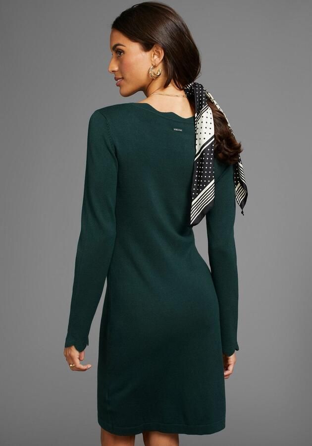 Laura Scott Gebreide jurk figuuraccentuerend en kort met vrouwelijke golfjesrand - Foto 2