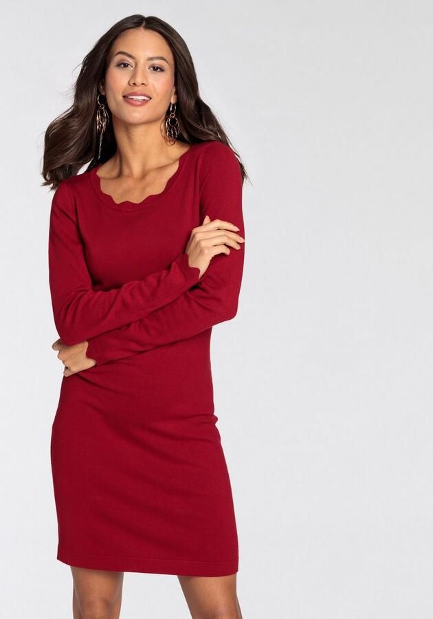 Laura Scott Gebreide jurk figuuraccentuerend en kort met vrouwelijke golfjesrand - Foto 4