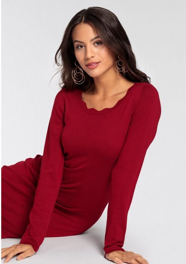 Laura Scott Gebreide jurk figuuraccentuerend en kort met vrouwelijke golfjesrand - Foto 2