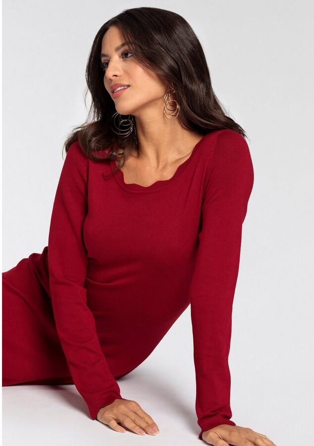 Laura Scott Gebreide jurk figuuraccentuerend en kort met vrouwelijke golfjesrand - Foto 3