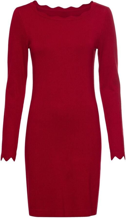 Laura Scott Gebreide jurk figuuraccentuerend en kort met vrouwelijke golfjesrand - Foto 7