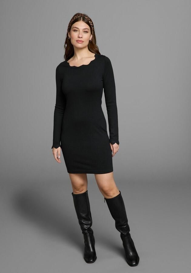 Laura Scott Gebreide jurk figuuraccentuerend en kort met vrouwelijke golfjesrand - Foto 6