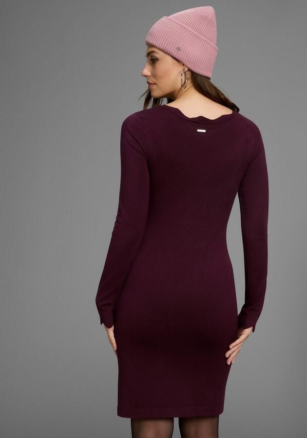 Laura Scott Gebreide jurk figuuraccentuerend en kort met vrouwelijke golfjesrand - Foto 2