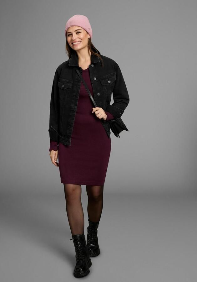 Laura Scott Gebreide jurk figuuraccentuerend en kort met vrouwelijke golfjesrand - Foto 3