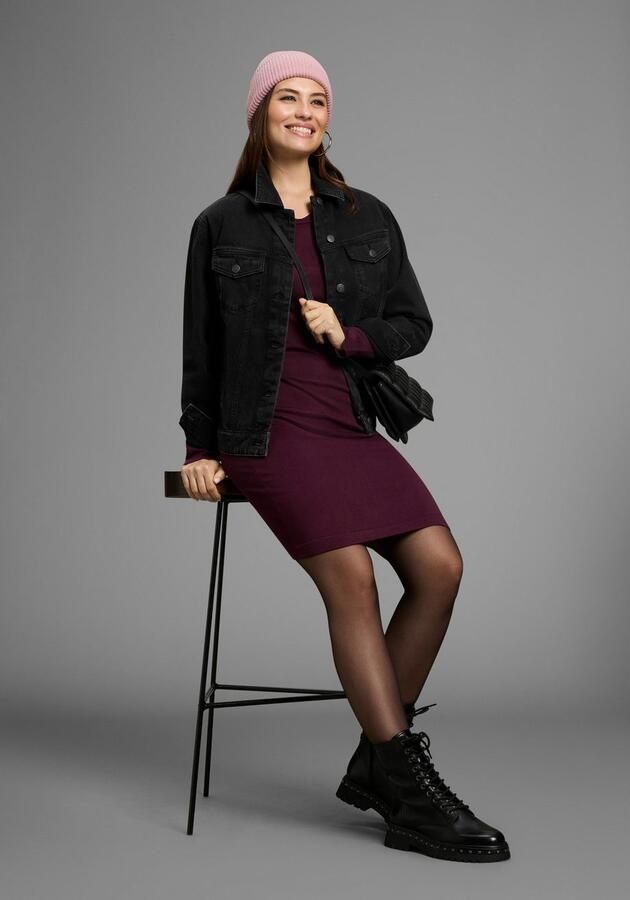 Laura Scott Gebreide jurk figuuraccentuerend en kort met vrouwelijke golfjesrand - Foto 4