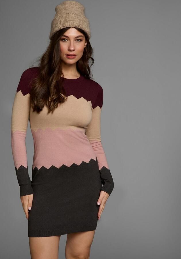 Laura Scott Gebreide jurk figuuraccentuerend met bijzonder streepmotief - Foto 7