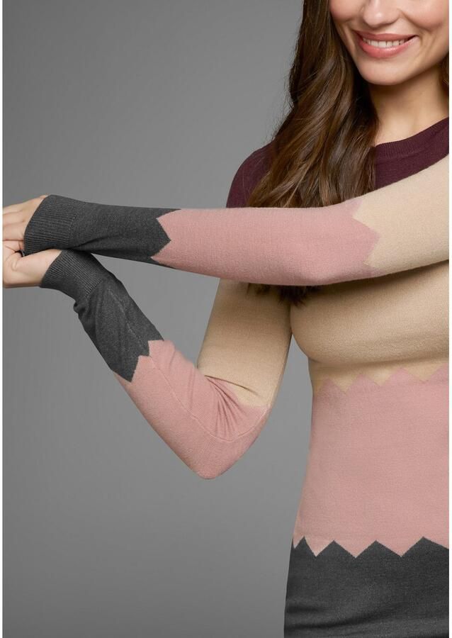 Laura Scott Gebreide jurk figuuraccentuerend met bijzonder streepmotief - Foto 2